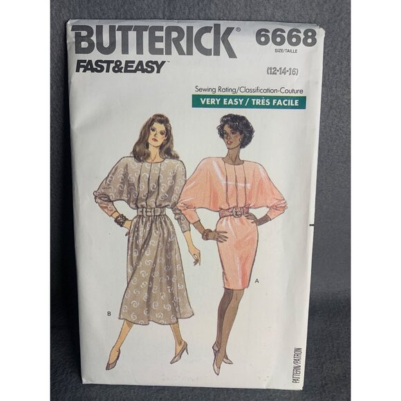 Butterick Misses Dress Sewing Pattern sz 12 14 16 6668 - uncut - Picture 1 of 4